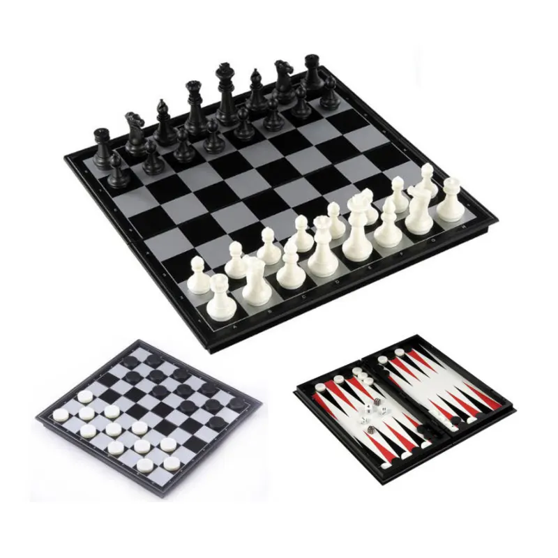 Best Quality International Chess Board With Hand Crafted Chessmen Three in One Magnetic Chess
