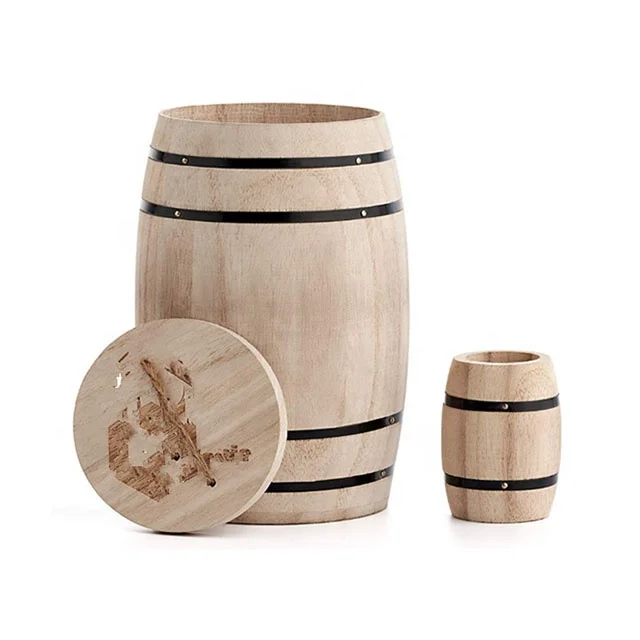 
Factory custom wooden mini Western Theme Barrel Containers Store coffee beans and decorate products 