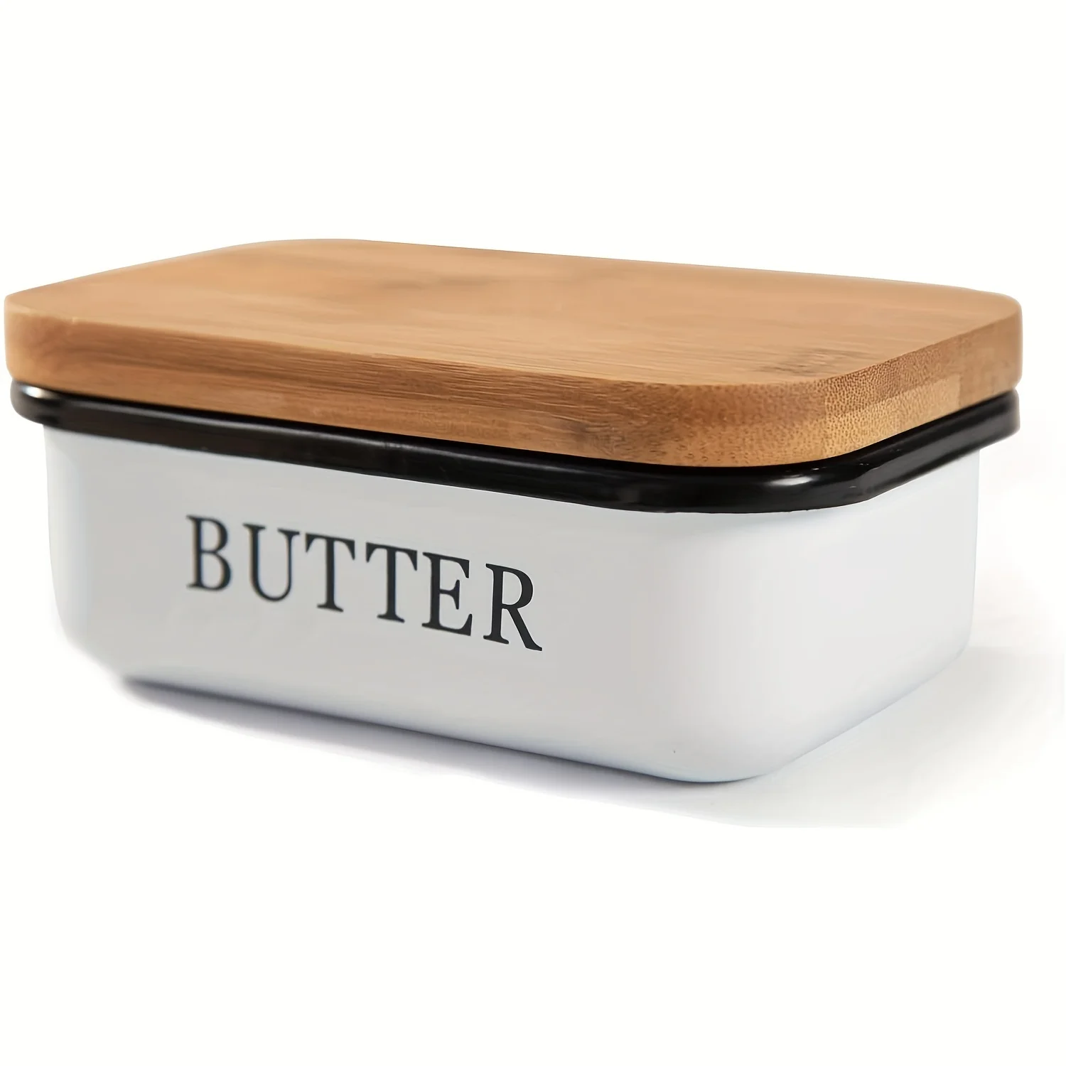 Multi-Function Butter Dish Elegant & Sustainable Bamboo Lid Butter Dishes