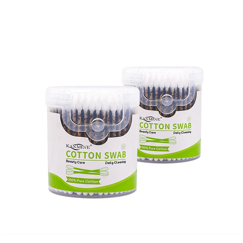 Cusp Circle Leopard Print Paper Stick Cotton Bud With Semi-Adjustable Cap for Crafting Precision Cleaning Tasks