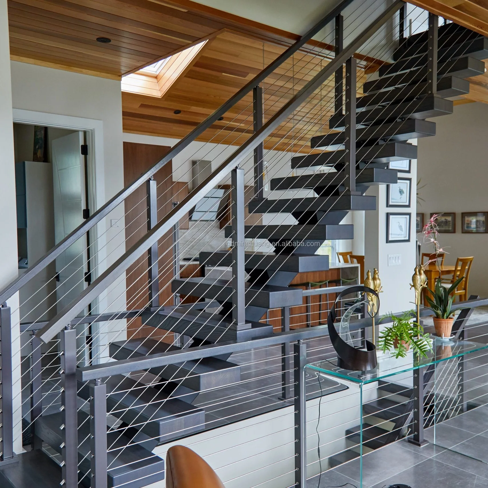 Temporary Indoor Wood Staircase Handrail Stair Railing Fence Security Handrail