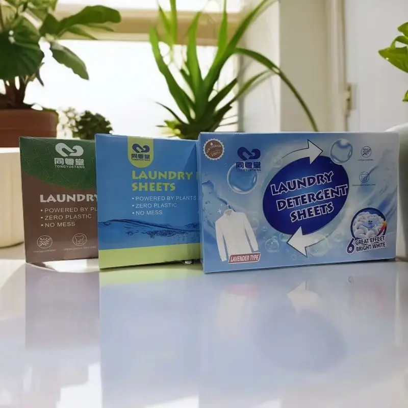 Rayshine paper soap sheets Cloth washing Paper Strong Scent Cleaning Dirt Removal  Custom Private Kraft Packaging 30 pcs