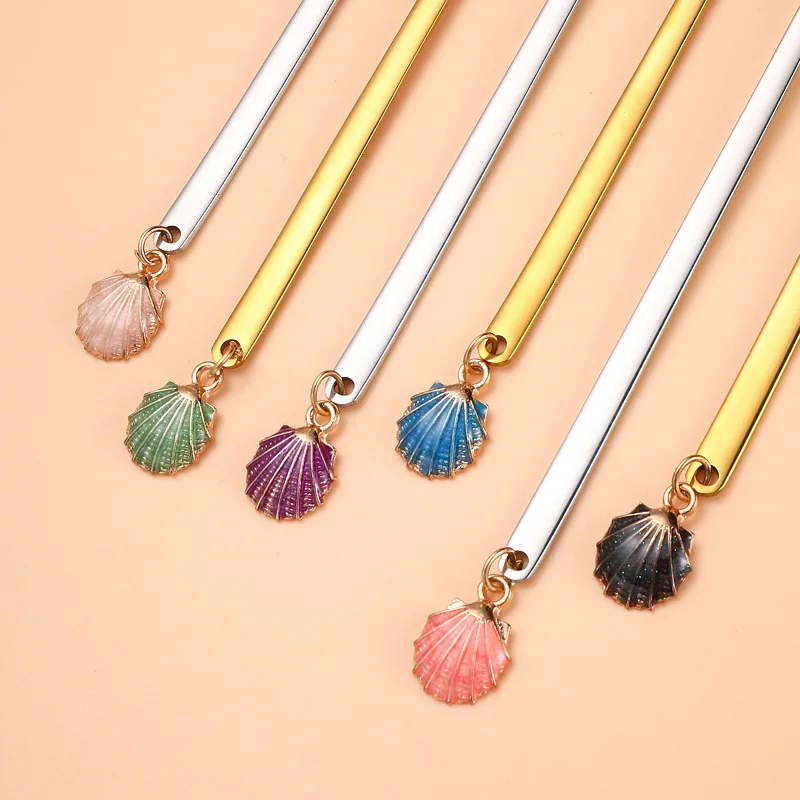 New 304 Stainless Steel Coffee Spoons Fruit Forks Gift Box Set of 6 Creative Shell Dessert Picks Household Cake Fruit Fork Spoon