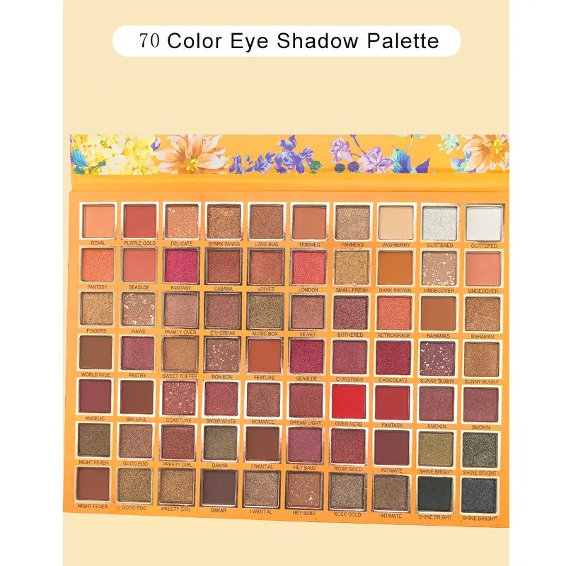 HUDABABY 70 Colors Shimmer Glitter Eye Shadow Palette Waterproof Cosmetics Profissional Matte Eyeshadow Cream Makeup Pigment