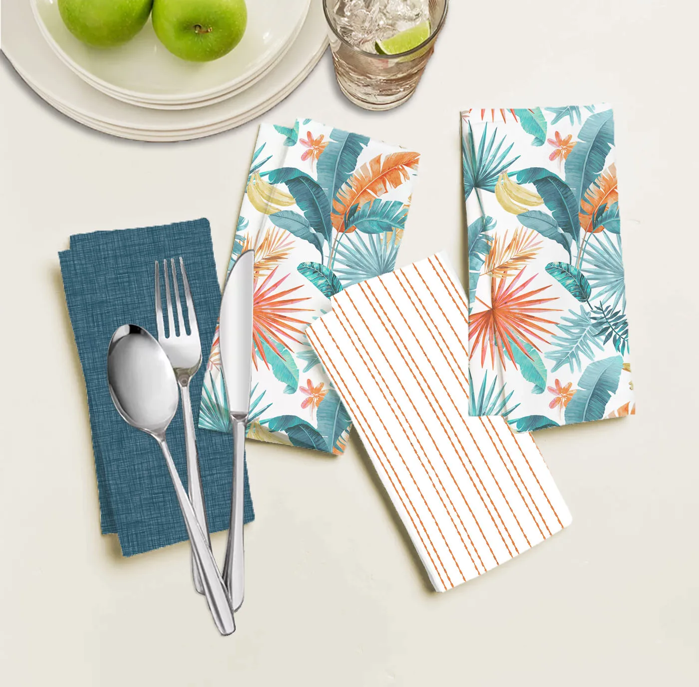 20x20 Leaves Cloth Napkins Set Blend Printed Dinner Linen Napkins Cotton Perfect for Parties Dinners Weddings Cocktail Christmas