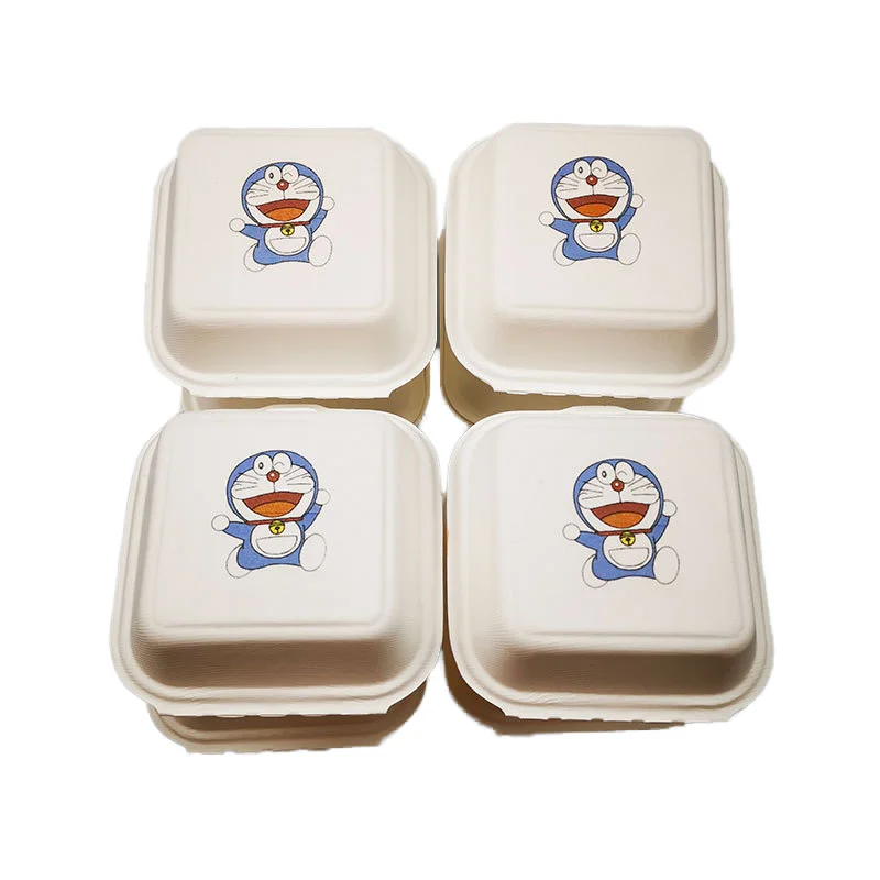 Net Red 6-Inch Square Pulp Lunch Box Heating-Applicable Square Take-Out Packing Box for Hamburger and Cake for Perfume