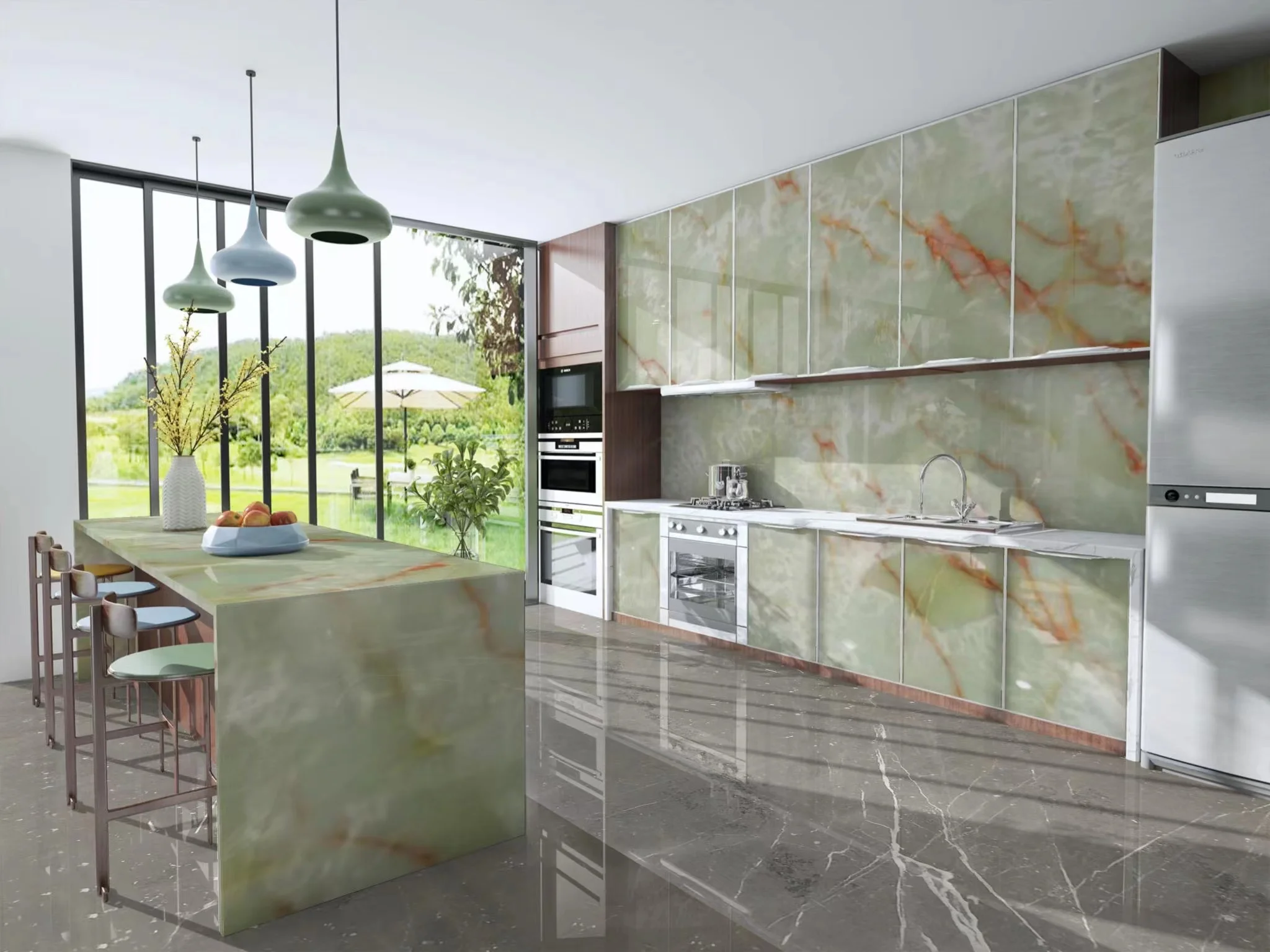 customizable High Quality Polished Natural Onyx Slab Green Onyx for Interior Decoration