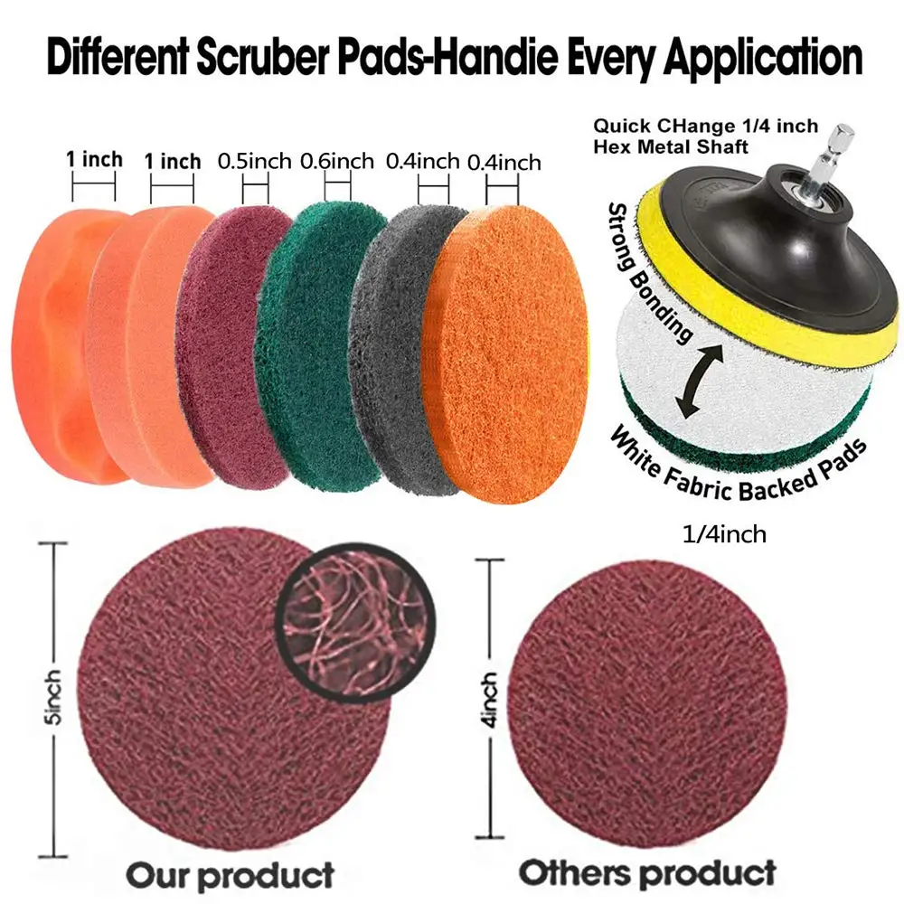 
20Piece Drill Brush Attachments Set,Scrub Pads & Sponge, Power Scrubber Brush with Extend Long Attachment 