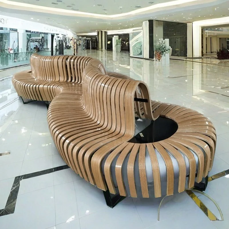 Curved Back Bench Parks Patios Customizable Easy-to-Clean Steel Metal Seating Solution Cost Effective Airports Train Stations
