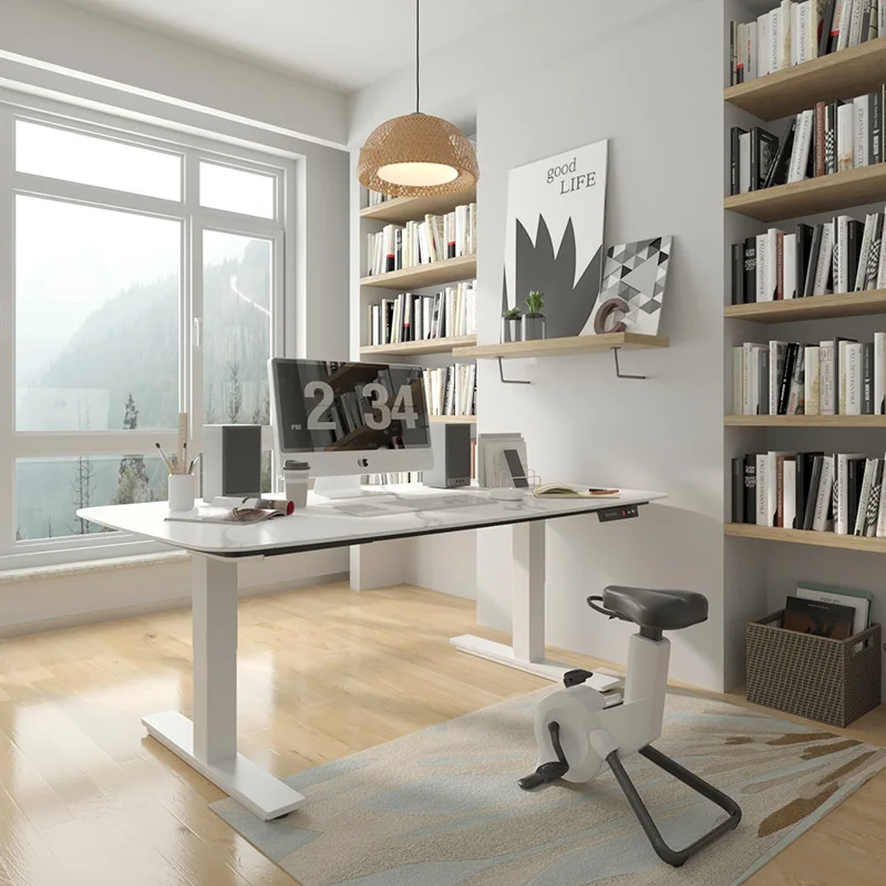Electric Dual Motor Adjustable Table Customized Automatic Home Luxury White Tables Height Adjustable Desk