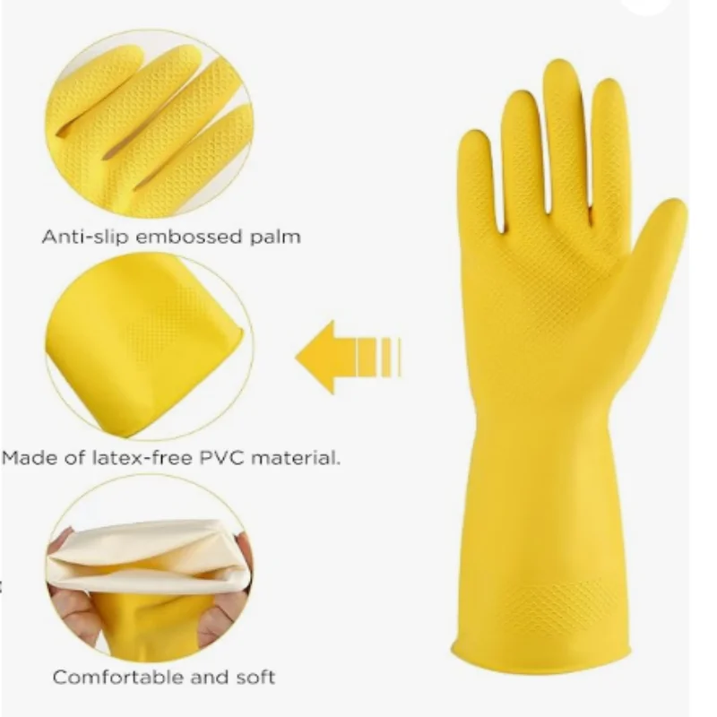 Rubber cleaning gloves  for Household  Re-useable dish washing gloves for Kitchen