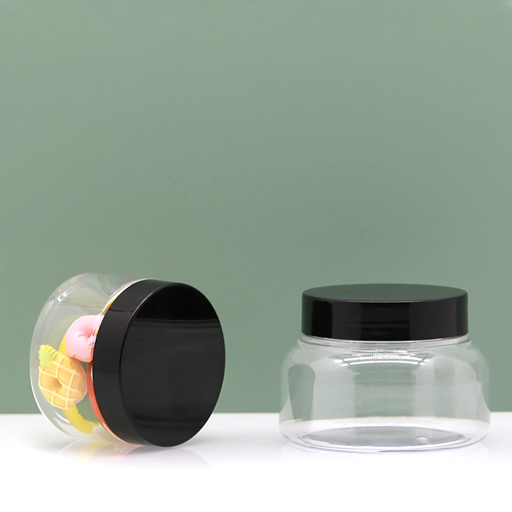 100 250 300 350 500 600 800 1000 ml PET PCR PLA RPET plastic cookies jar plastic jars for food packaging plastic candy jar