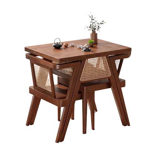 Solid Oak Dining Chair Fabric Upholstered WoodenRattan weaving Dining Room Table Set Armchair wooden bar chair