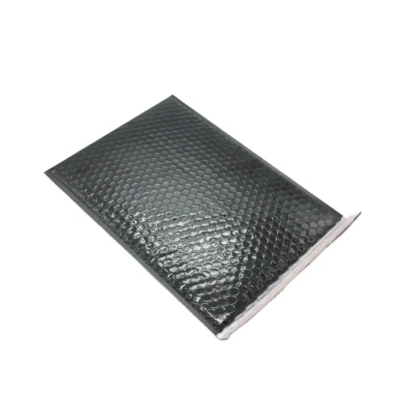 Matte Black Metallic Mailing Bag Bubble Padded Envelope Packaging Poly Bubble Mailers Custom Logo