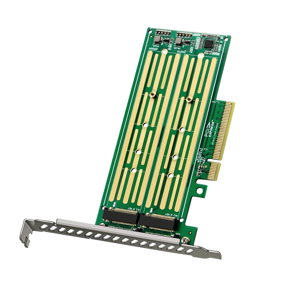 
High-speed Flash Memory Professional Expansion M.2 NVME to PCIE Dual Bay Adapter Card Riser Card 
