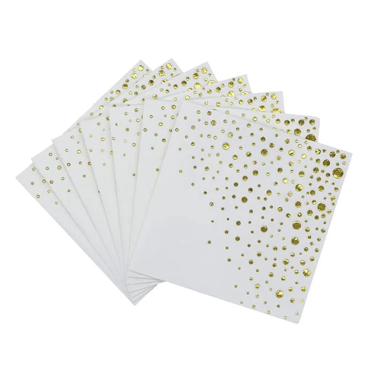 Hot stamping dot Custom Printed Paper Napkin Serviettes tissue Dinner Napkins for party