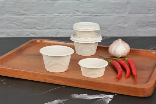 Disposable Biodegradable Compostable CPLA portion cup with lids small sauce cup corn starch cup