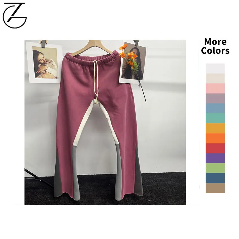 Acid Wash Sweat Knitted Hip Hop Pants Waterproof Casual Pants Baggy Men Flare Sweat Stack Sweat Track Pants