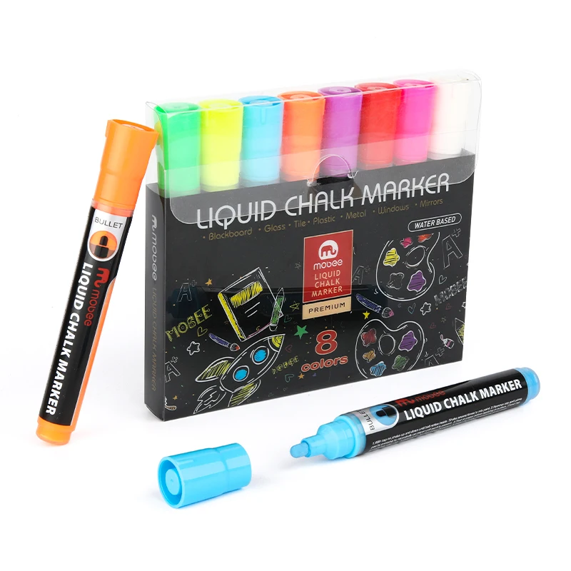 Mobee P-520 Wholesale Custom Valve System Non-toxic Round Toe Liquid Chalk Marker Pen For Blackboard
