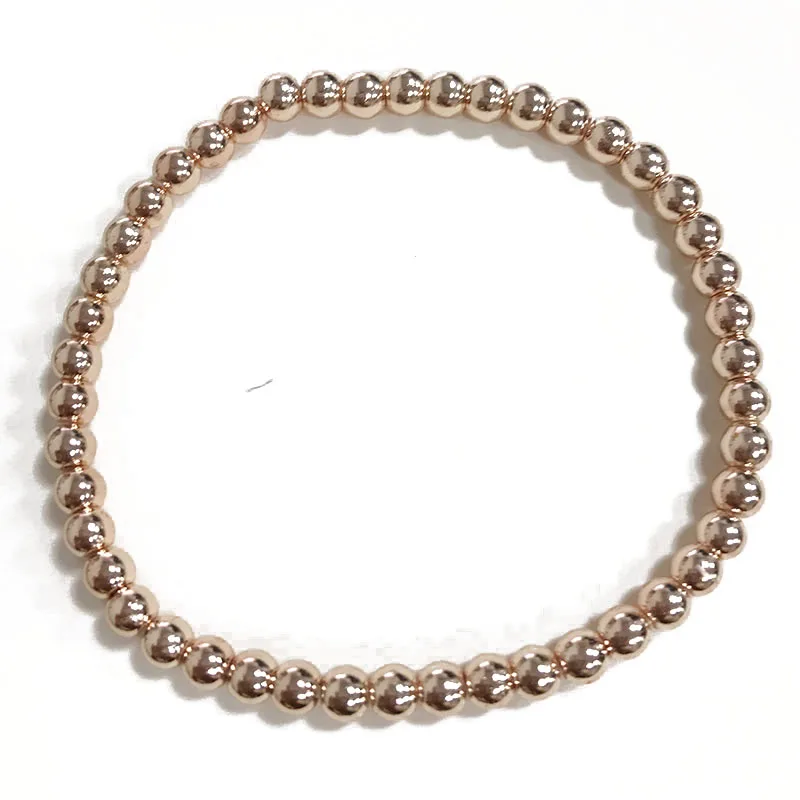 High Quality Hematite Bracelet for Women Easy Wear 14K Gold Plated Bead Ball Stretchy Elastic Bracelet