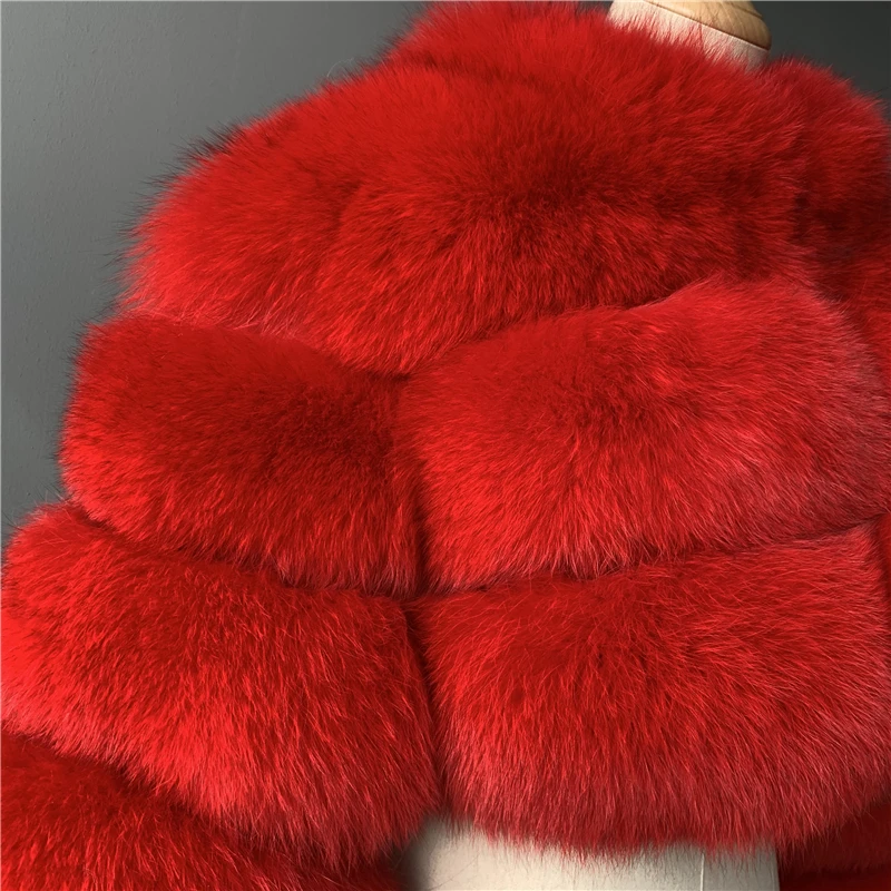 Custom Color and Size Genuine Fox Fur Jackets Sex Women Fur Jacket Coat / Real Dyed Red Fox Fur Coat Women