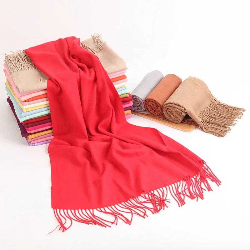 Warm Scarves Winter Acrylic Tassel 100% Acrylic Scarf Solid Color Acrylic Luxury Scarves