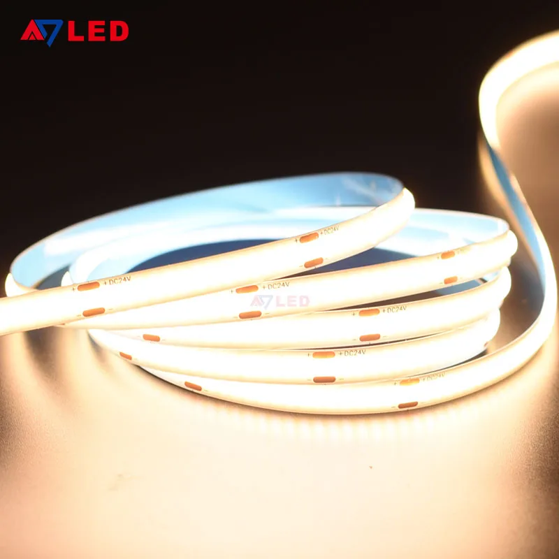 High-Density LED Ribbon Tape Light 8mm White Warm White 480 LEDs DC12V 24V 10W/M Flexible COB Strip with Dotless Design