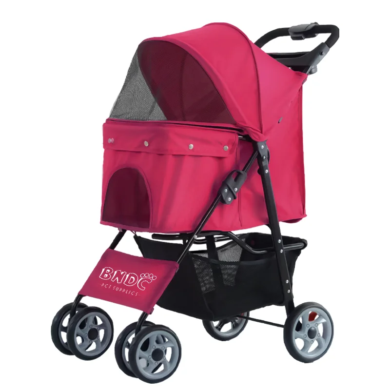 Lightweight foldable detachable top seller luxury newly design 4 wheel hand push pet trolleys not expensive large dog stroller