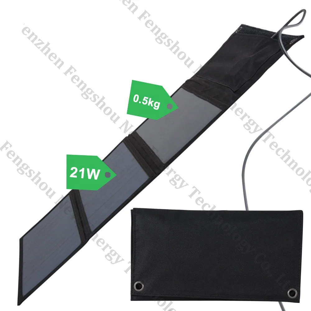Foldable Solar Charger Portable 21w 5V 2A USB Sun Power Phone Solar Panel Waterproof Solar Panels Travel for Smartphones