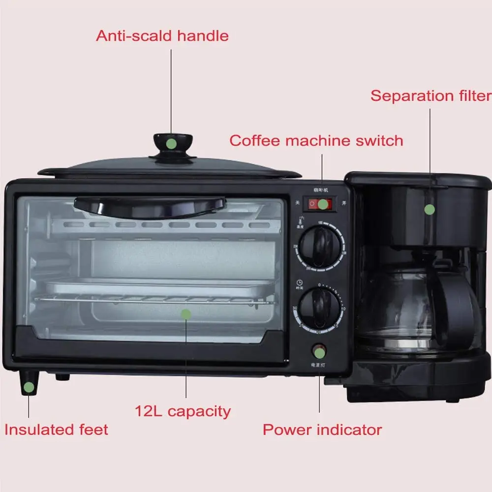  3 in 1 Easy Smart Ultimate Breakfast Maker Station with Coffee Toaster Oven