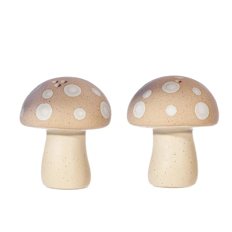 Ceramic Mushroom Shaped Salt and Pepper Set