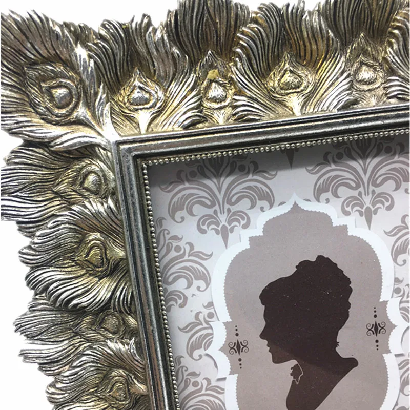 Custom Home Decoration Feather Silver Gold Photo Frame Picture Frame For Wedding Party Birthday Gifts