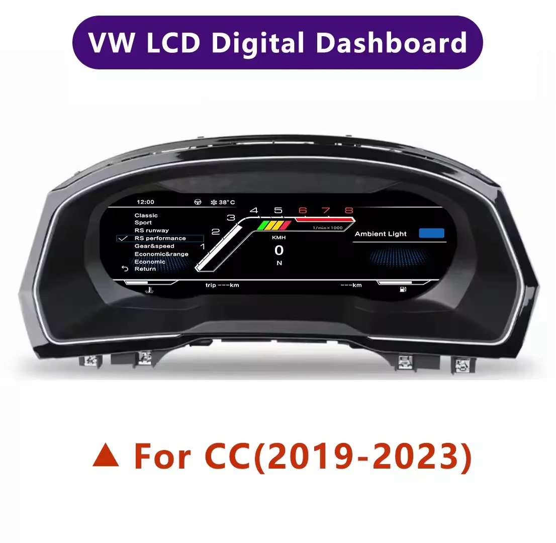 12.5-inch Wireless carplay Virtual Cockpit LCD Digital Cluster Dashboard for VW Magotan Passat B8 CC Arteon Variant 2015-2023
