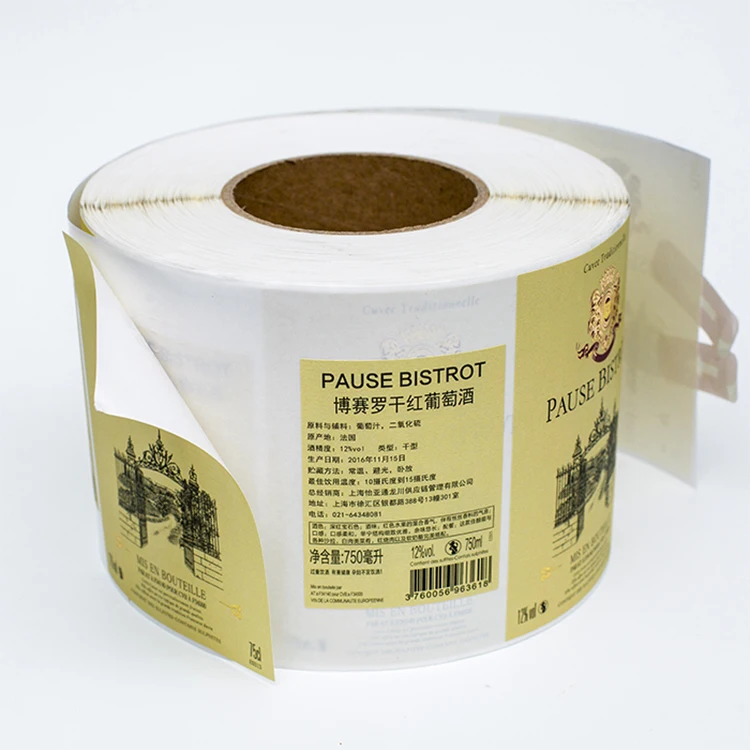 professional manufacturer recycled paper sticker custom printing textured paper embossed adhesive vodka wine labels