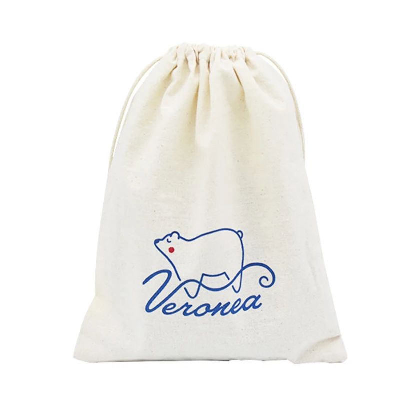 Customized Recycled Wedding Favor Cosmetic Washing Cotton Drawstring Pouch Custom Logo Cotton Gift Packaging Makeup Bag