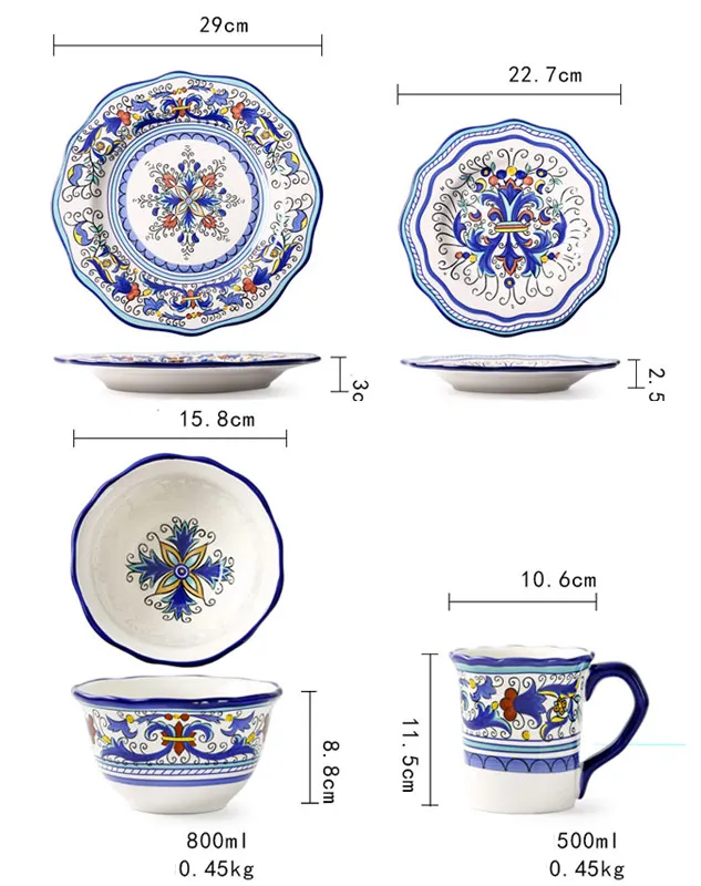 Горячая синяя посуда наборы посуды посуда + наборы посуда блюда керамические тарелки Ресторан Ланчбокс фарфоровый обеденный набор