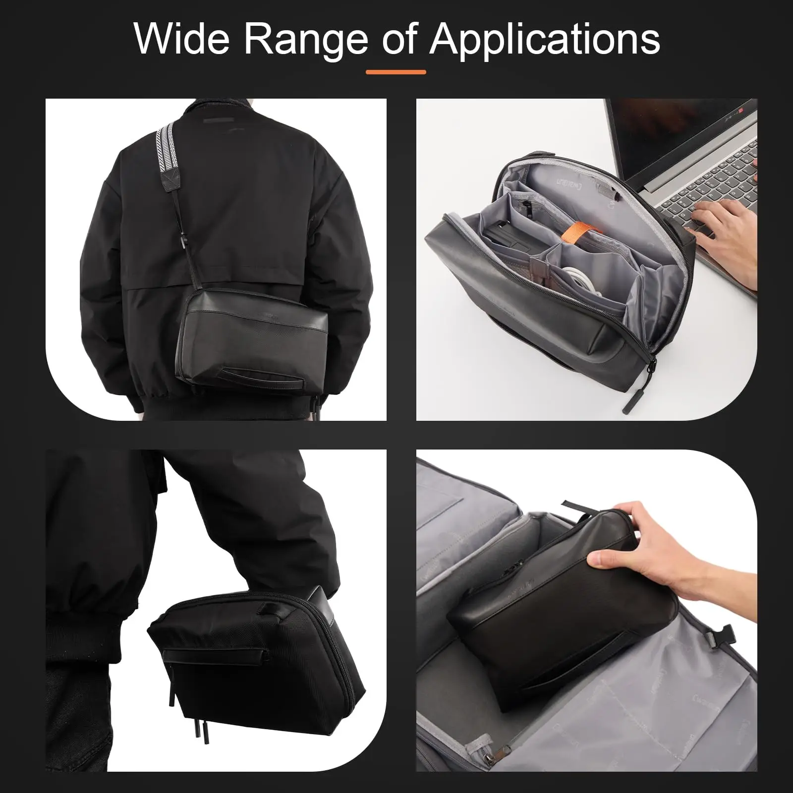 Cwatcun D123 Waterproof 4L Charger Cable SD Hard Drive Small Portable Accessories Storage Bag Tech Electronics Organizer Pouch