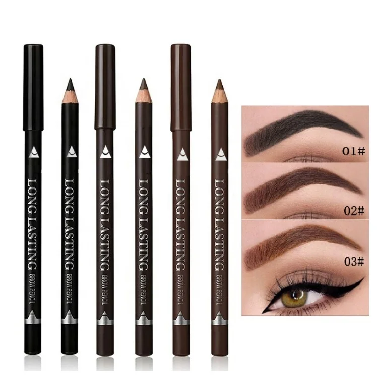 New Wooden Eyebrow Pencil Eyeliner 2 in 1 Waterproof Long Lasting Natural Makeup Eyebrow Pencil Eyeliner Wholesale
