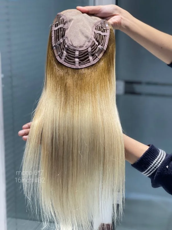 2024 SHY Hot Sale Fine Mono Lace Front Swiss Lace 6*7 Size 16 Inches Mono Hair Patch Toppers For Women