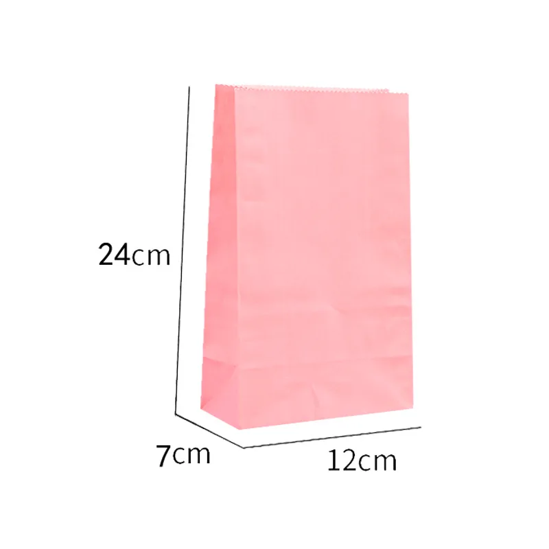 Portable Macaron Solid Color Sweets Cookies Biscuit Takeout Paper Bag No Handle Kraft Food Bags