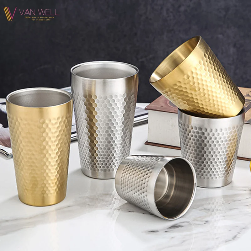 Hot Sale Party Club Hammered Double Wall Vacuum Tumbler Juice Cup Reusable 304 Stainless Steel Beer Cup Reusable
