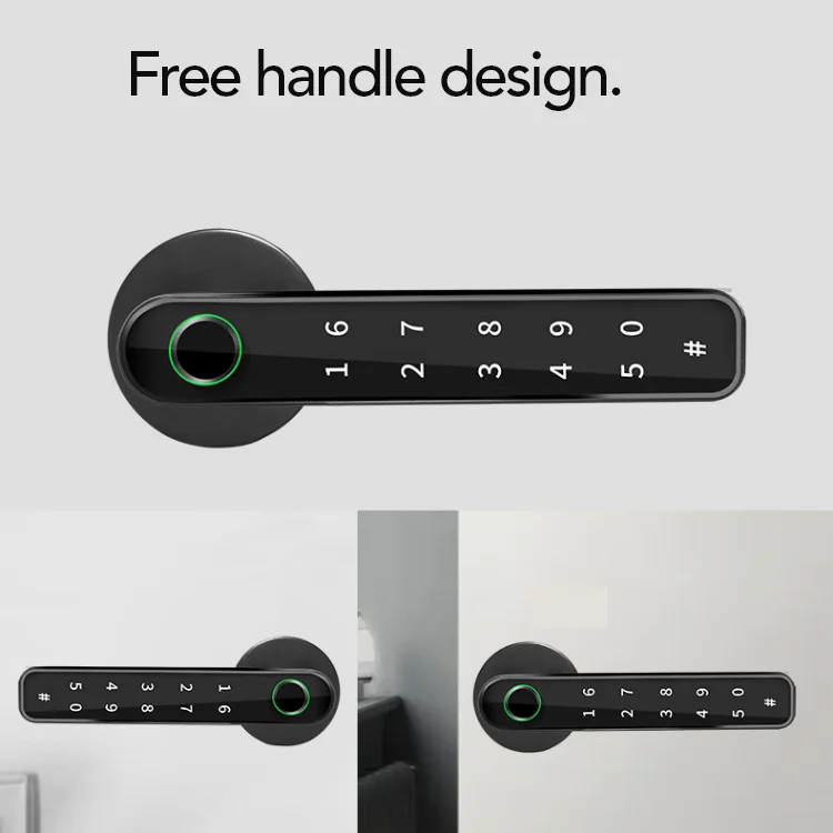Slim Design Security Keyless Door Lock Biometric Fingerprint Digital Keypad Electronic WiFi Tuya Handle Smart Door Lock