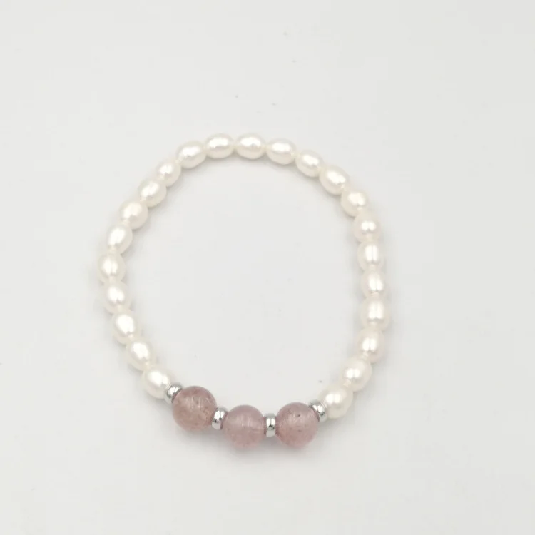 Wholesale Fashion Vintage White Natural Freshwater Pearl Bracelet Elastic Band Girl Bracelets Bangles