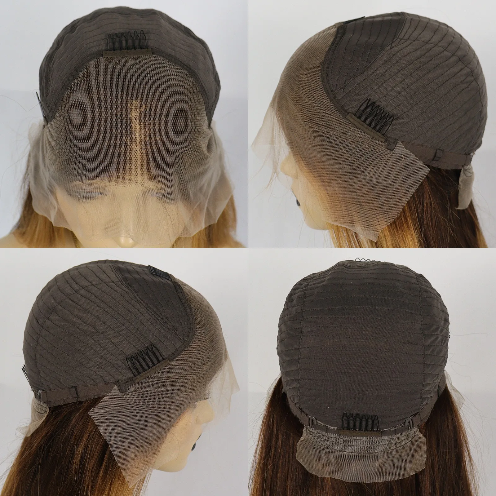 Honey Blonde Colored 13x4 Part HD Lace Frontal Brazilian Straight Wigs with Baby Hair Pre Plucked 150% Density 24 Inch