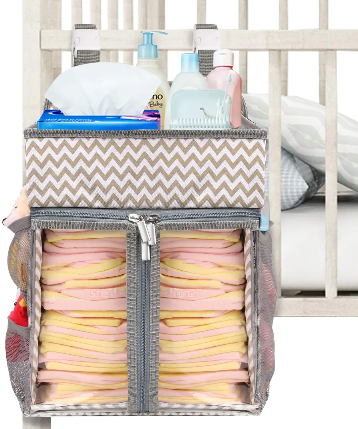 
Large Capacity Waterproof Nursery Storage Organizer Hanging Baby Diaper Organizer Bag 