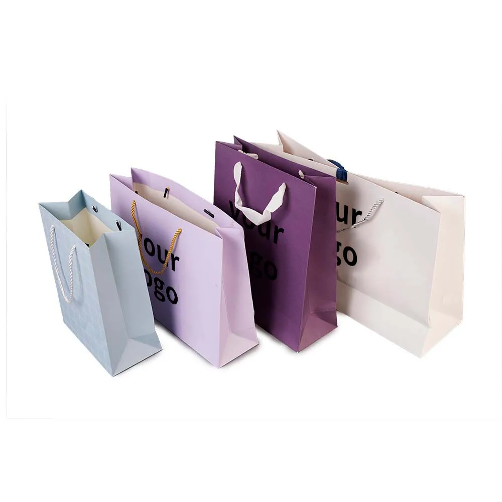Manufacturer Printed Paper Bag Bolsas Para Regalo Al Por Mayor Custom Logo Blue White Mini Small Luxury Party Craft Paperbag
