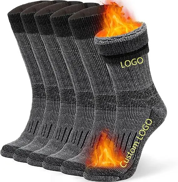 XIANGHUI Custom winter merino wool material sport cool athletic hiking and ski socks unisex size breathable cozy boot socks