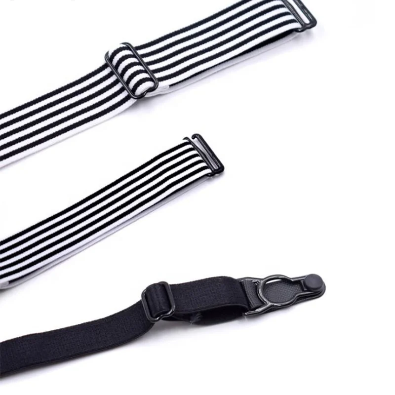 high quality black and white striped hoist buckle shirt garter belt suspender for men
