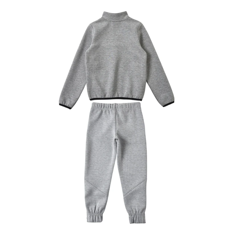 Custom Orange Children Boys Quarter Zip Long Sleeve Top Jogger Sweatshirt Set