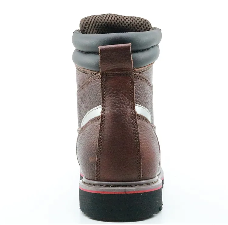 Brown genuine leather goodyear work boots shoes for construction